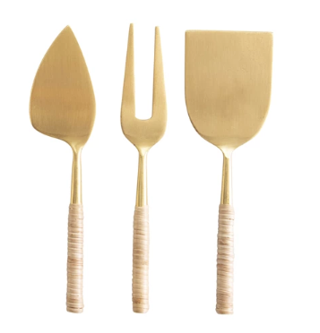 Cheese Servers with Rattan Handles (Set of 3) - Provisions, LLC