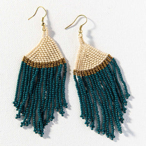 Ink + Alloy Peacock Ivory Gold Stripe Bead Earring - Provisions Mercantile