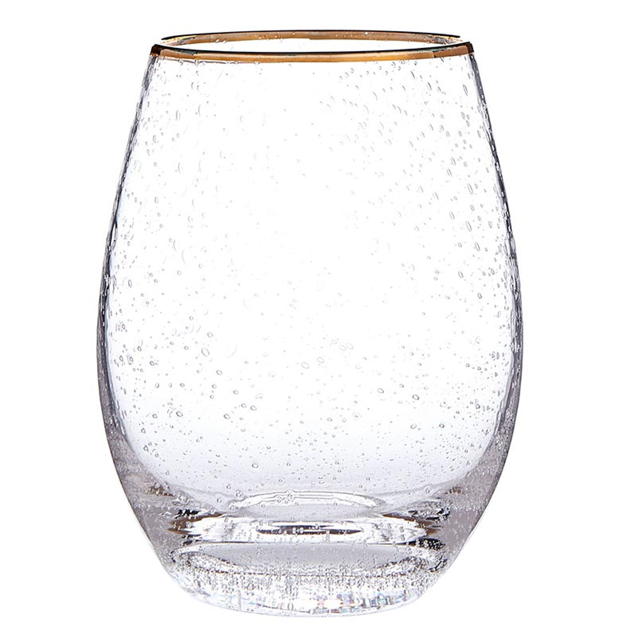 SB Gold-Rimmed Stemless Wine Glasses (Set of 2)