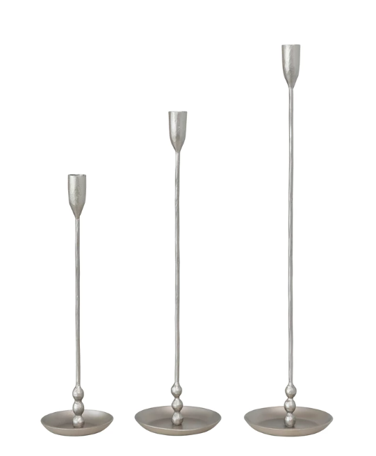 Hand Forged Iron Metal Taper Candle Holders (Set of 3) - Provisions, LLC