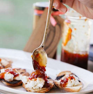 Red Pepper and Peach Jam - Copper Pot & Wooden Spoon - Provisions, LLC