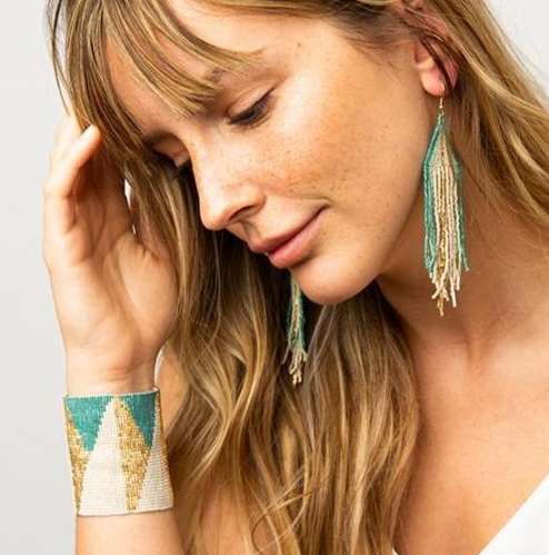 Ivory With Teal Ombre Luxe Earring - Provisions, LLC